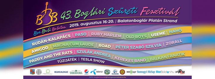 43. Boglári Szüreti Fesztivál, Augusztus 16-20.